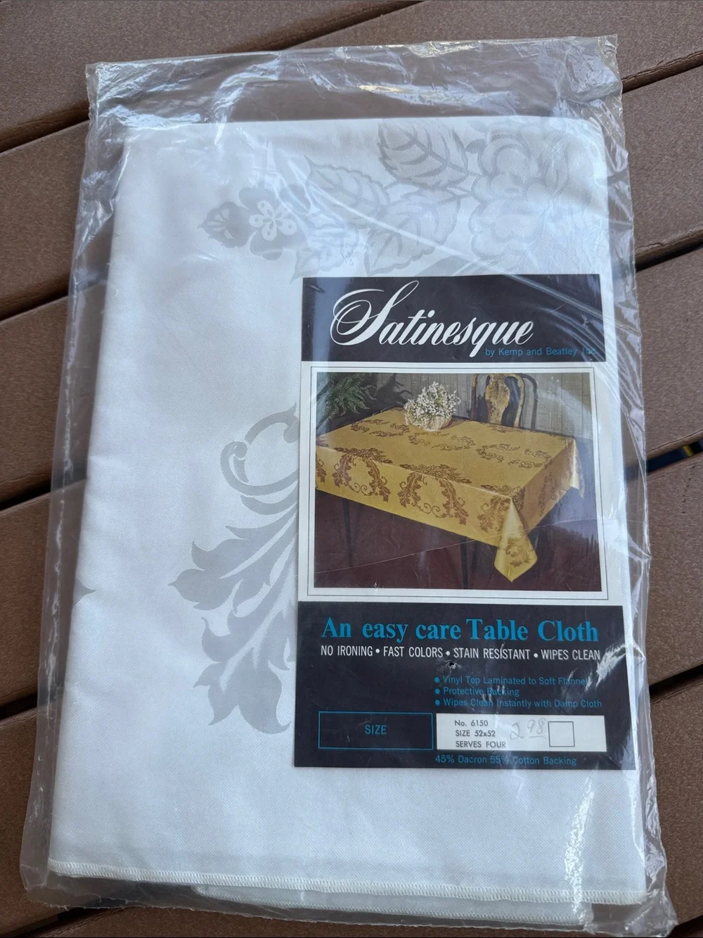 Satinesque Vintage Tablecloth NEW 52x52